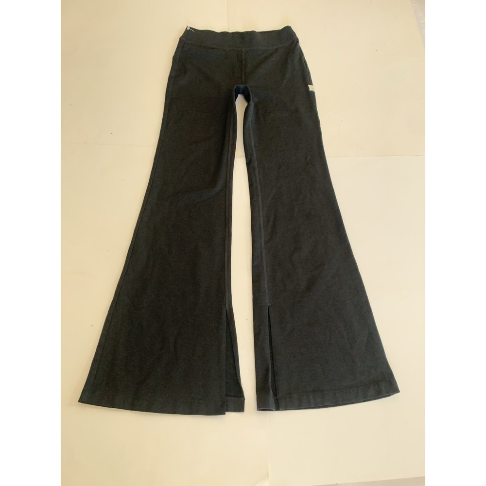 Vuori Womens Black High Rise Flare Slit Hem Yoga Pants Flattering Stretch